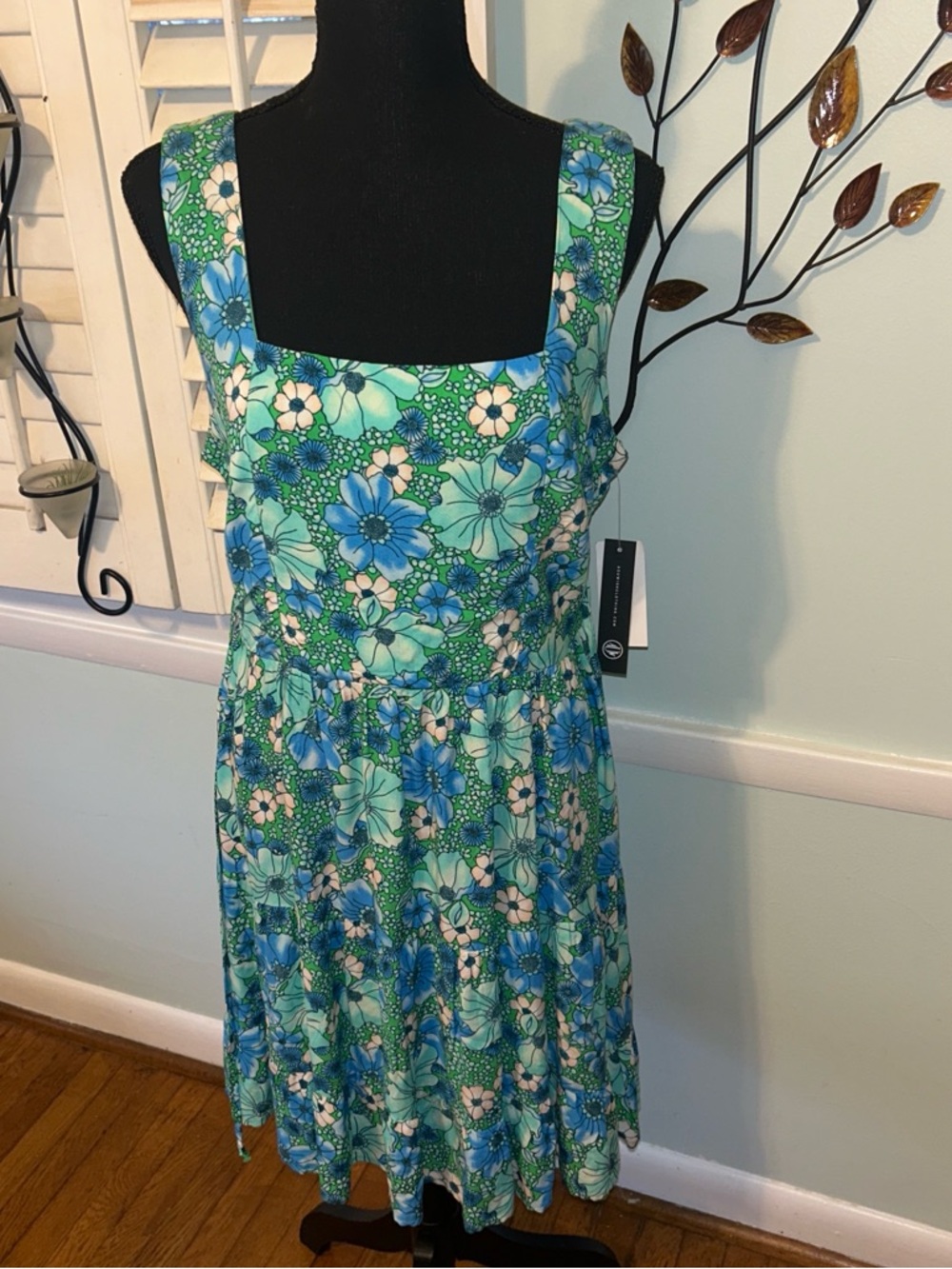 As U Wish Green and Blue Floral Midi Dress